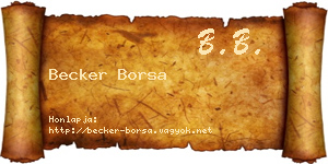 Becker Borsa névjegykártya
